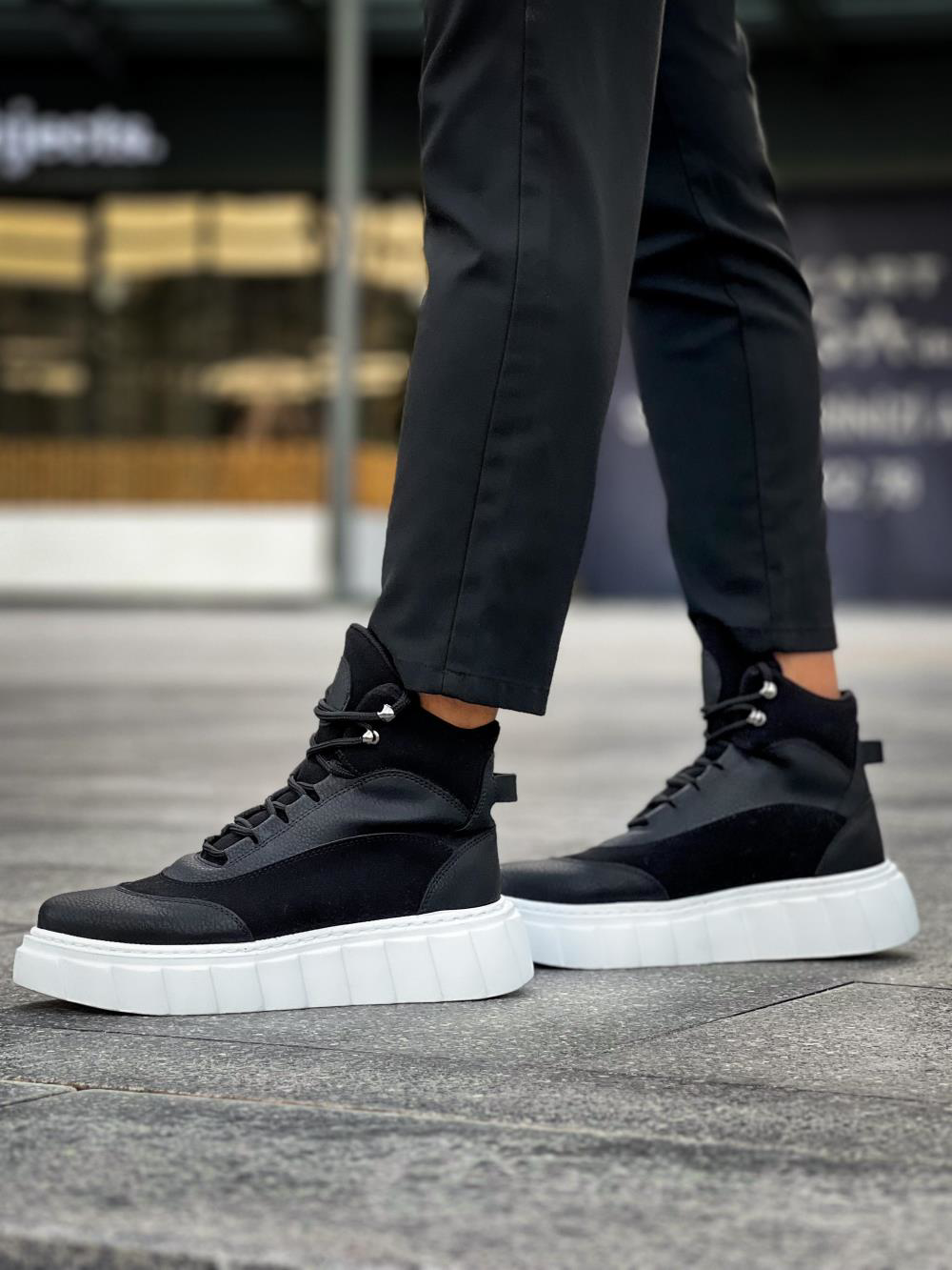 Yüksek Taban Bot 104 Siyah (Beyaz Taban) UP