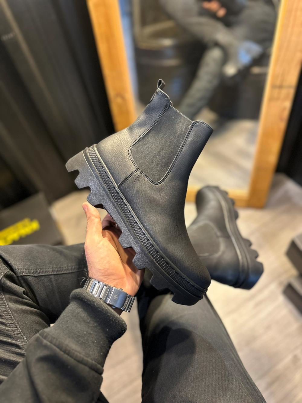 Yüksek Taban Chelsea Bot 113 Siyah (Siyah Taban) UP