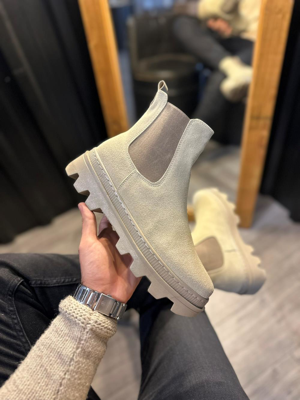 Yüksek Taban Chelsea Bot 113 Vizon Süet UP