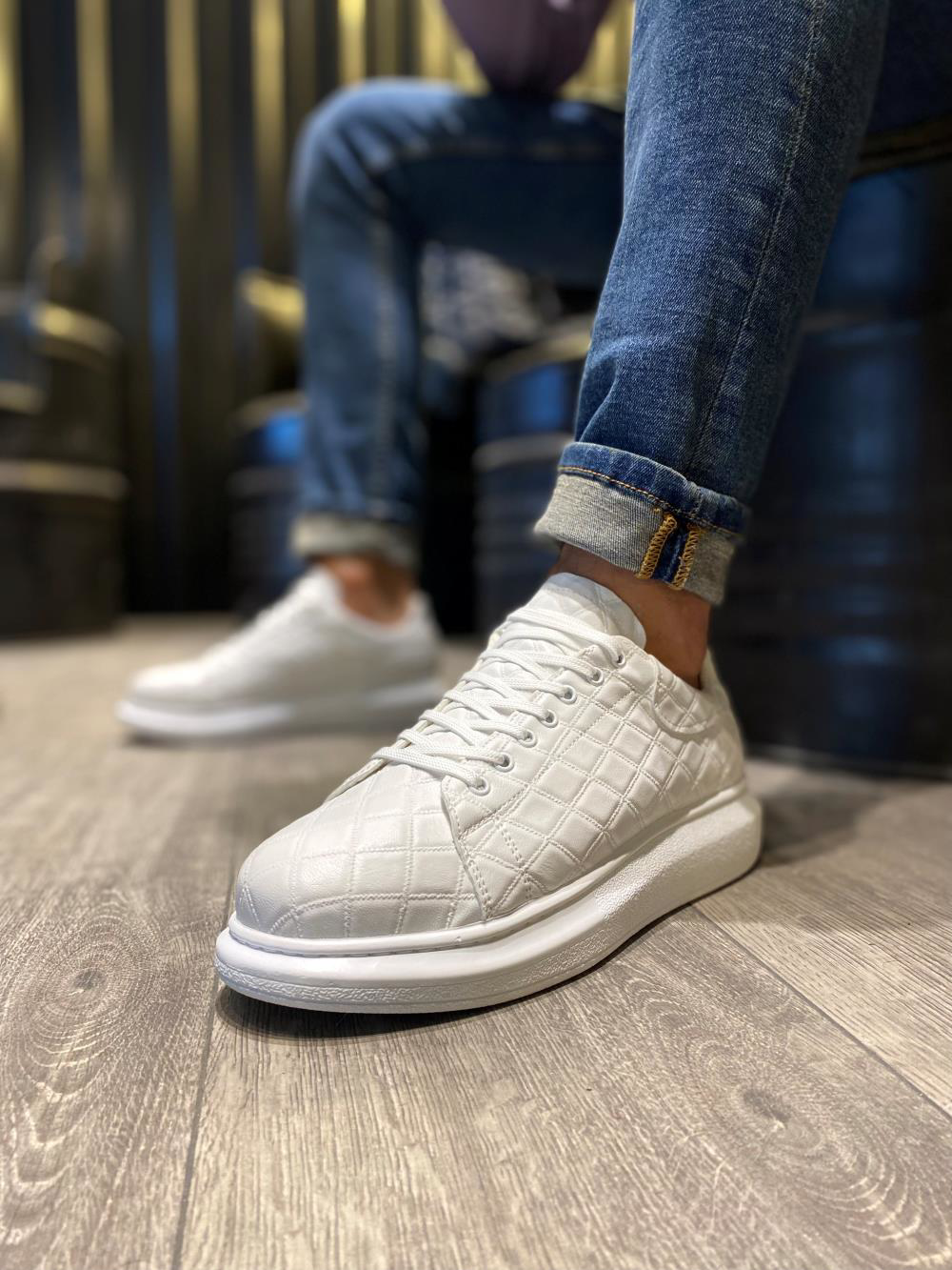 Yüksek Taban Günlük Ayakkabı 044 KAPİTONE Beyaz