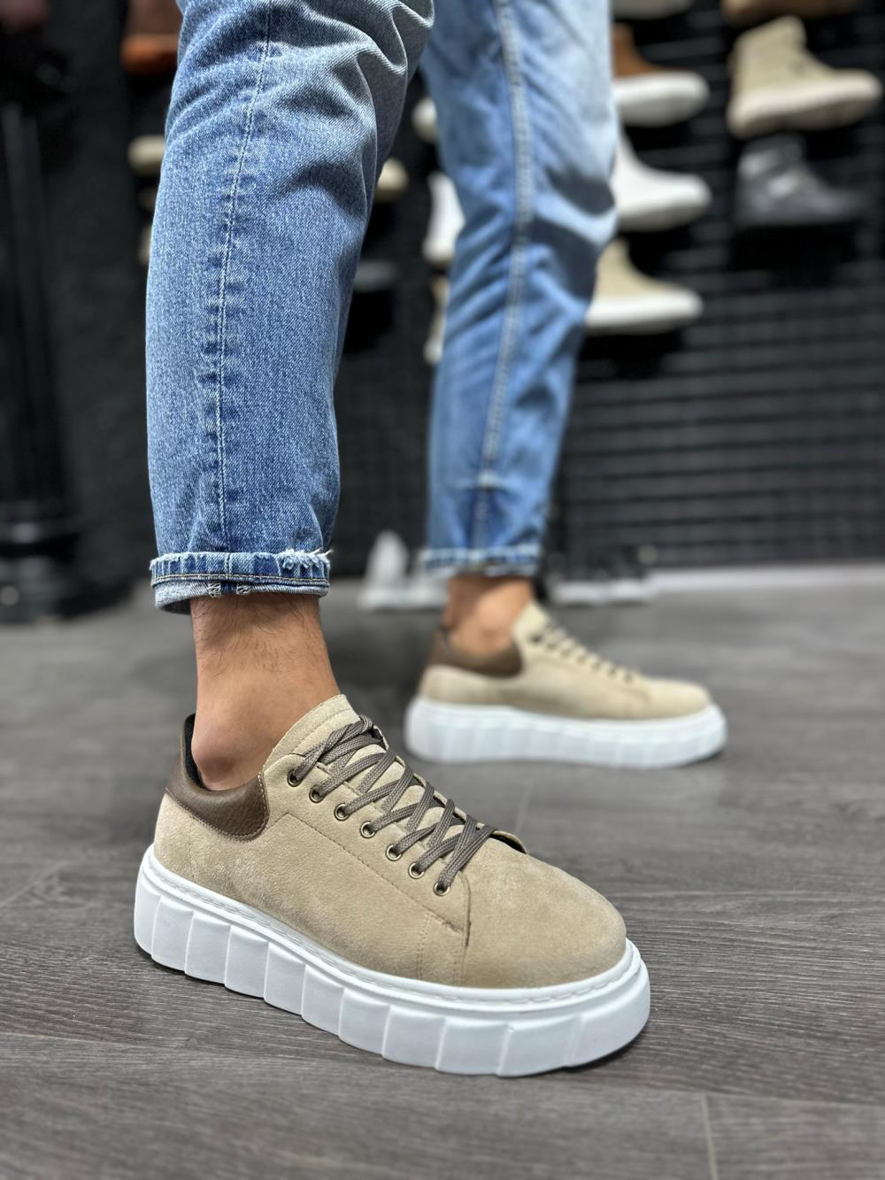 Yüksek Taban Günlük Süet Ayakkabı 144  Vizon Süet