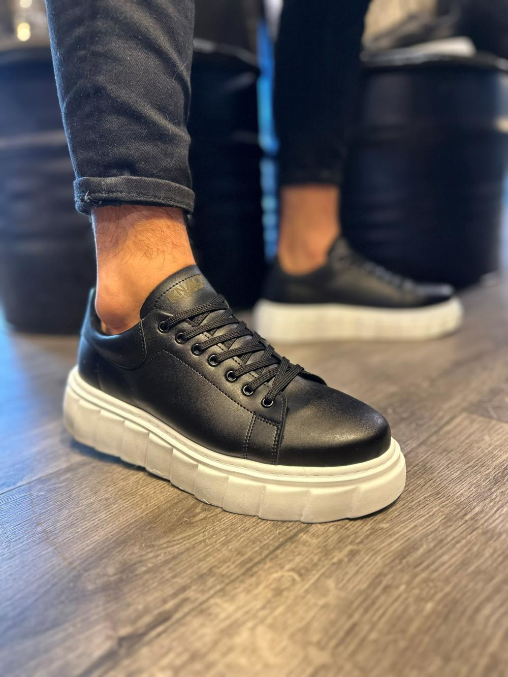 Yüksek Taban Günlük  Ayakkabı 144  Siyah (Beyaz Taban)