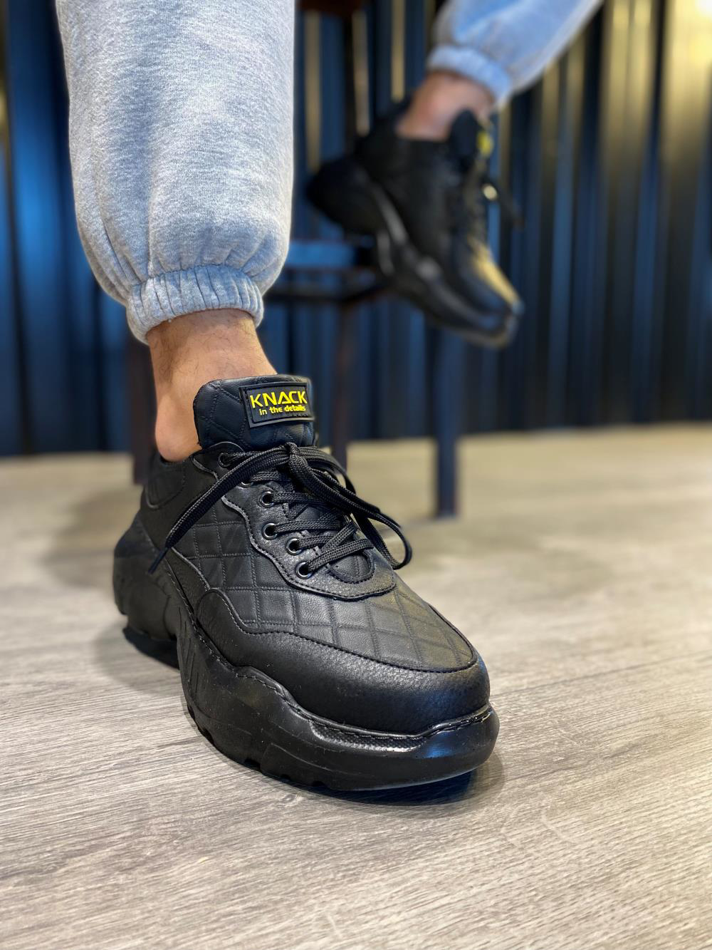 Yüksek Taban Günlük Ayakkabı N75 Kapitone Siyah (Siyah Taban)