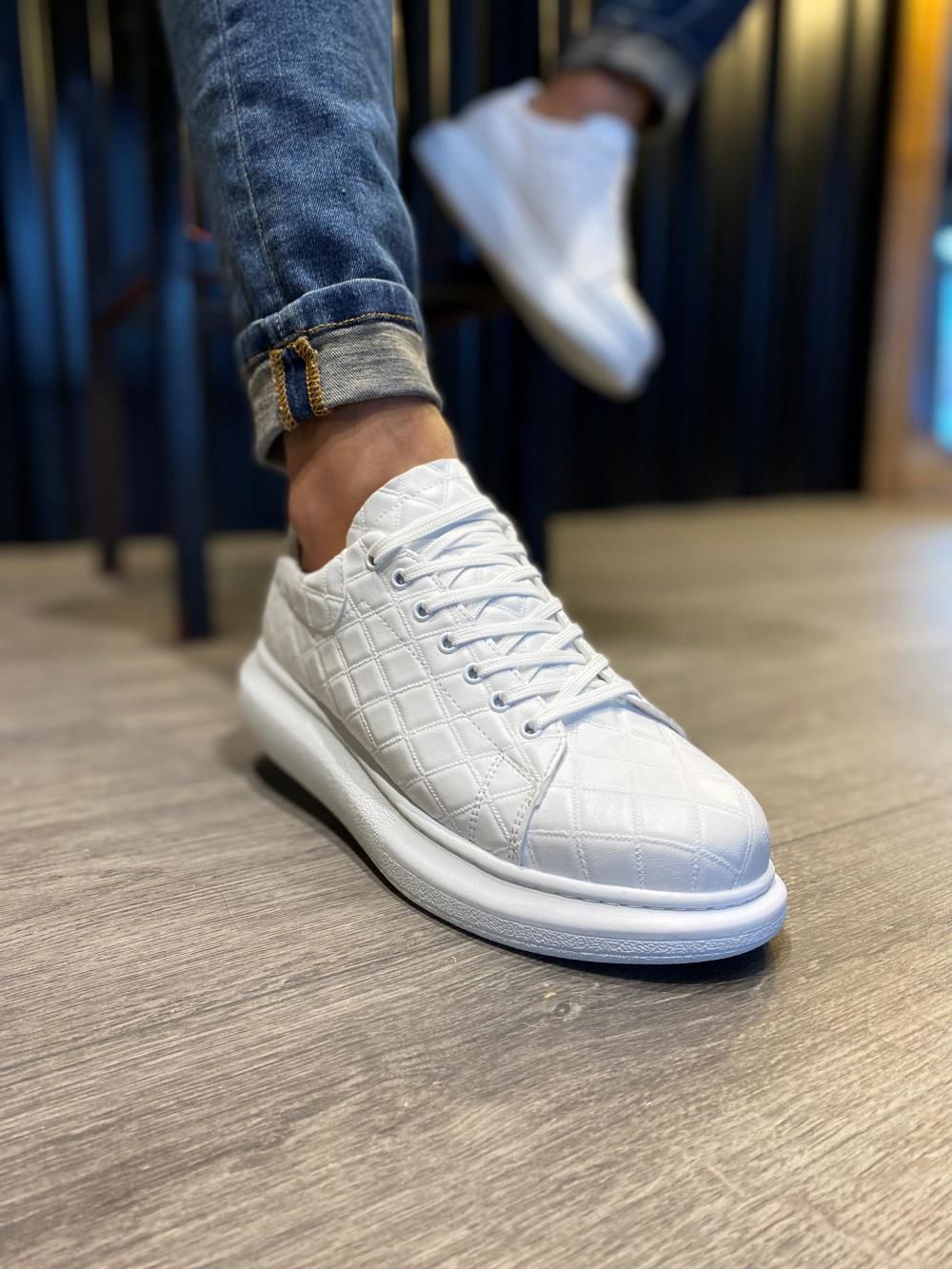 Yüksek Taban Günlük Ayakkabı 044 KAPİTONE Beyaz