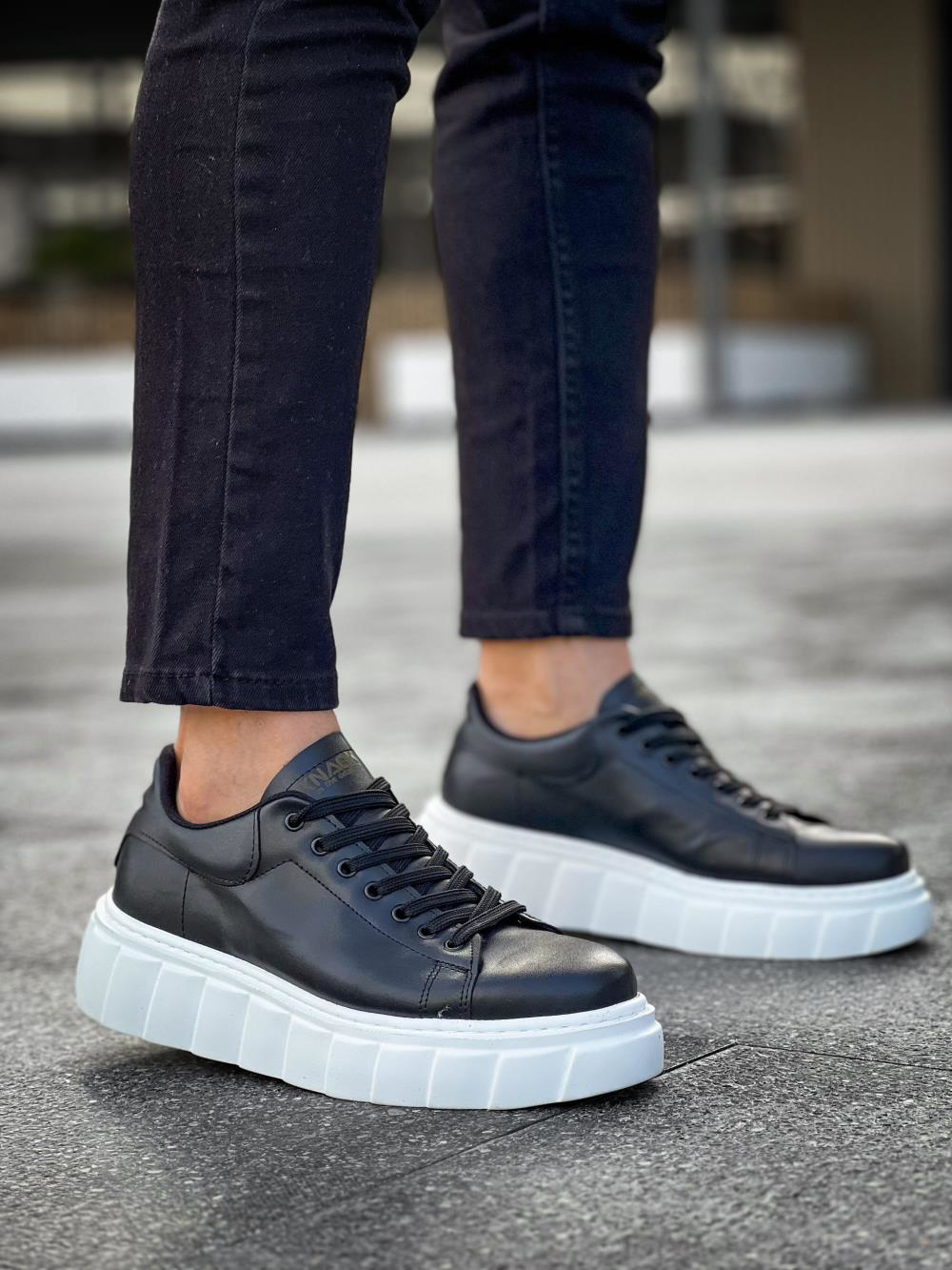 Yüksek Taban Günlük  Ayakkabı 144  Siyah (Beyaz Taban)