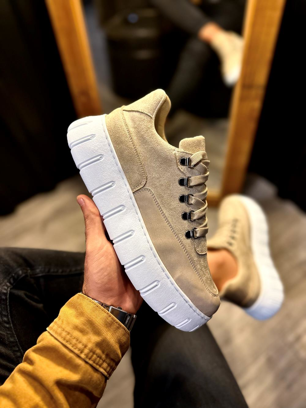 Yüksek Taban Günlük  Ayakkabı 600 Vizon