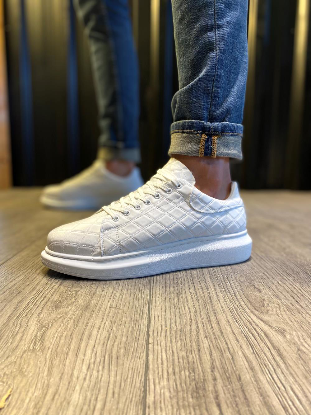 Yüksek Taban Günlük Ayakkabı 044 KAPİTONE Beyaz