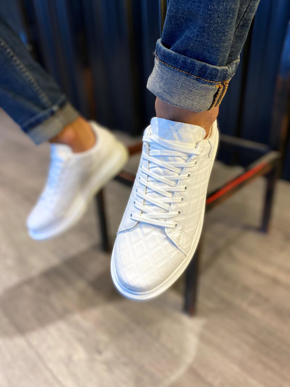 Yüksek Taban Günlük Ayakkabı 044 KAPİTONE Beyaz