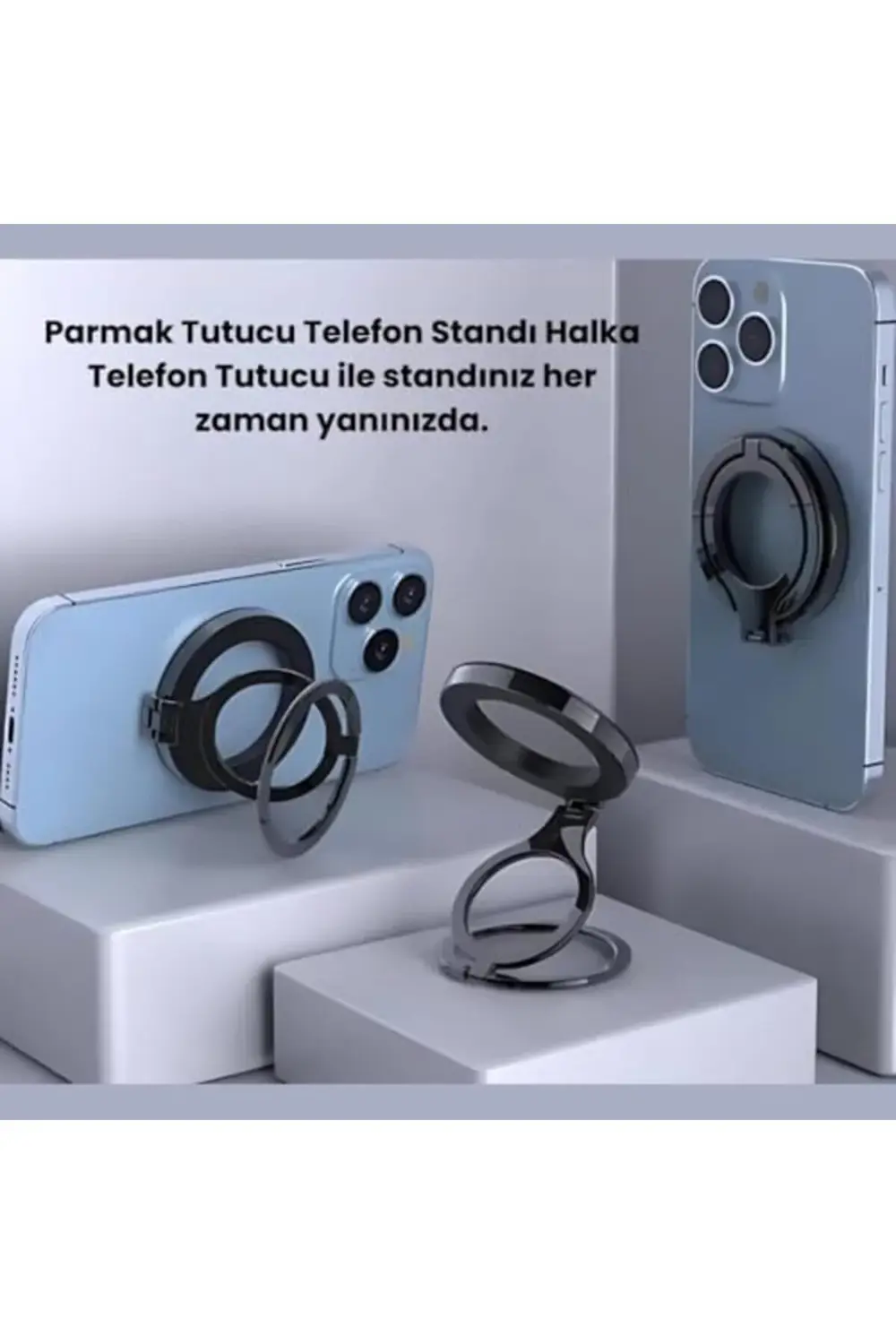 Yükseklik Ayarlı Katlanılabilir Uyumlu Çift Halkalı Telefon Halka