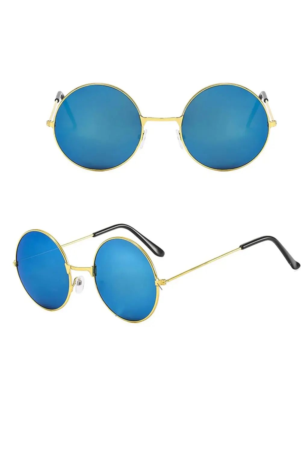 Yulak Cam John Lennon Tarzı Gold Çerçeveli Mavi Gözlük