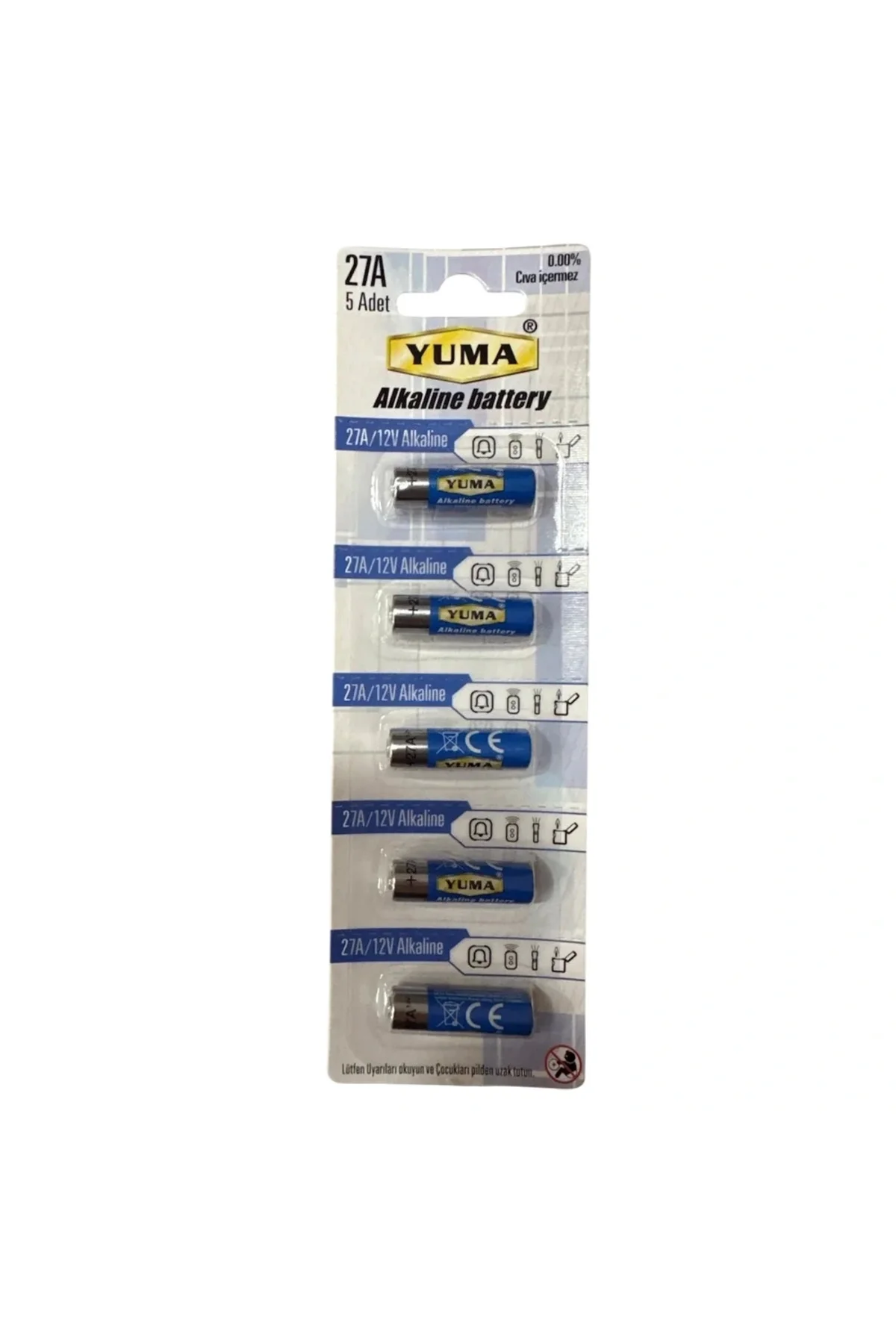 Yuma 27a Mn27 V27a V27ga 12 Volt Alkalin Pil 5’li Paket Yuma 27a Mn27 V27a V27ga 12 Volt Alkalin Pil 5’li Paket