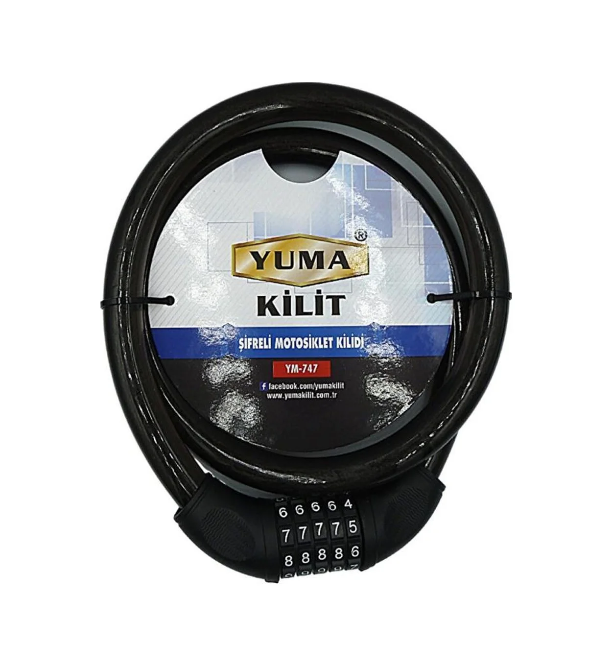 Yuma Ym-747 120cm 20mm 5 Şifreli Siyah Motorsiklet Kilidi