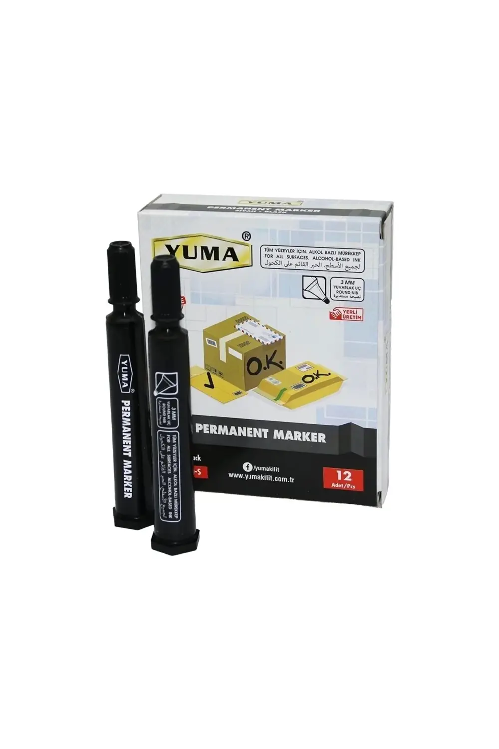 Yuma Ym-790s Siyah Koli Kalemi 12 Adet