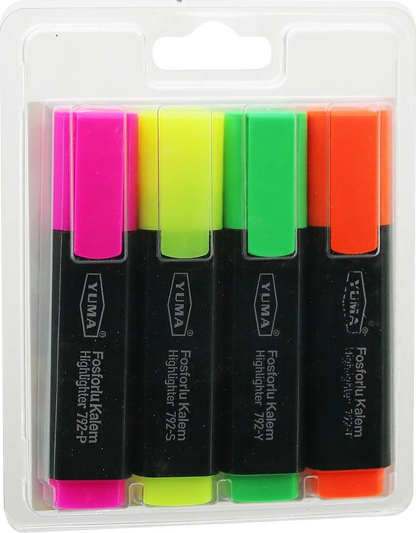 Yuma Ym-792-4 792-t-y-s-p 4pcs Fosforlu Kalem Turuncu - Yeşil - S