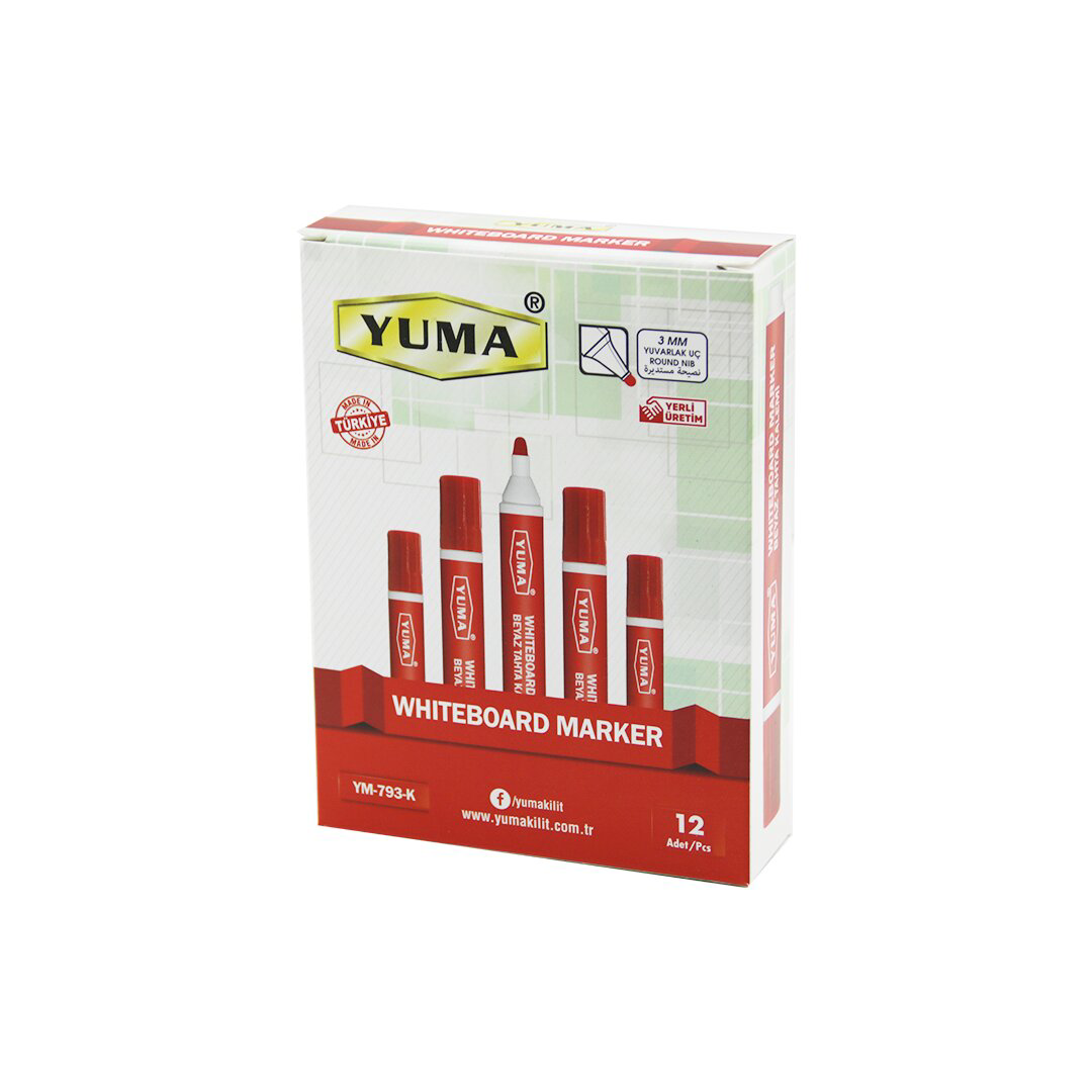 YUMA YM-793-K  KIRMIZI  BEYAZ TAHTA KALEMİ  3MM YUVARLAK UÇ (4741