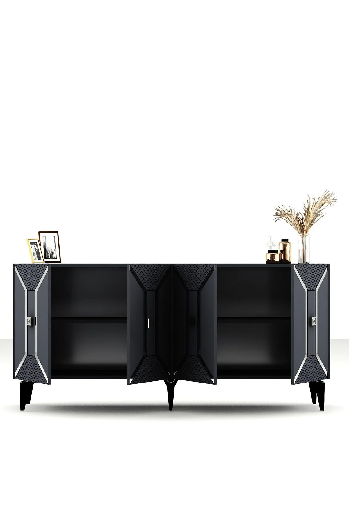 YUMMEDİ PLEKSİ DESENLİ LAZER ÇİZGİLİ KONSOL ANTRASİT-GÜMÜŞ