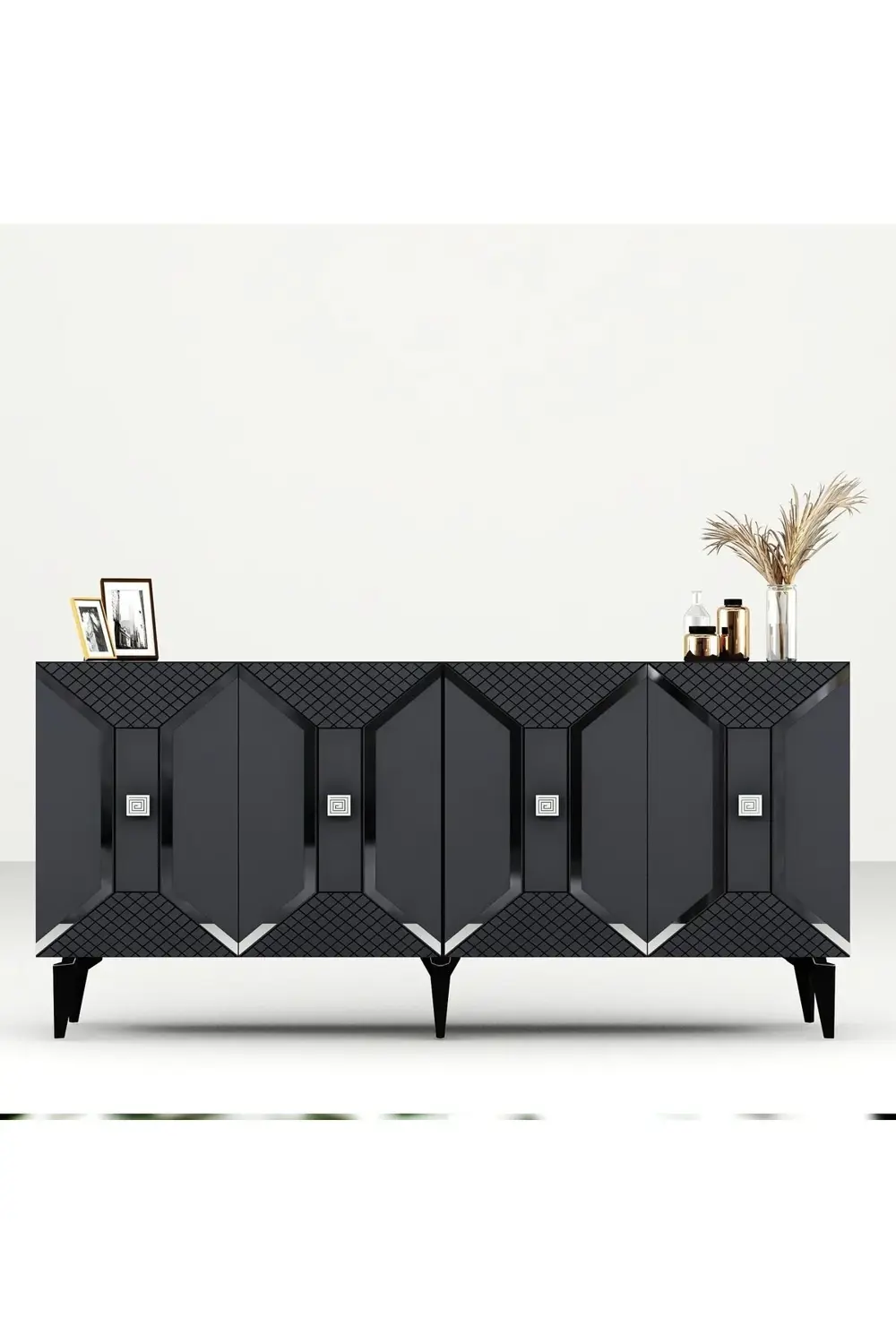 YUMMEDİ PLEKSİ DESENLİ LAZER ÇİZGİLİ KONSOL ANTRASİT-GÜMÜŞ