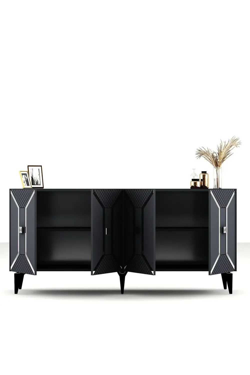 YUMMEDİ PLEKSİ DESENLİ LAZER ÇİZGİLİ KONSOL ANTRASİT-GÜMÜŞ