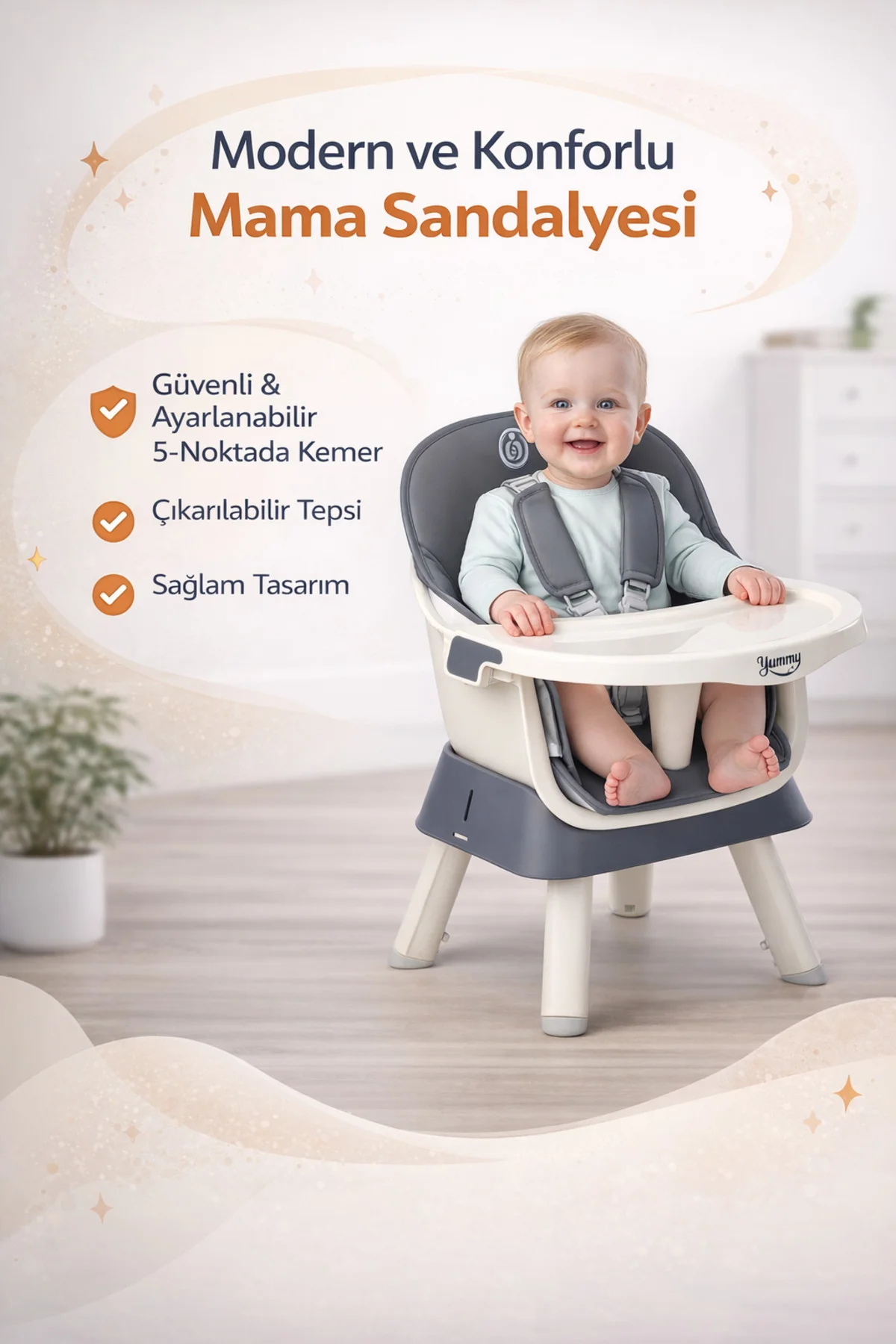 Yummy Armino 4in1 Yükseltici Mama Sandalyesi 4 Özellik Sandalye ü