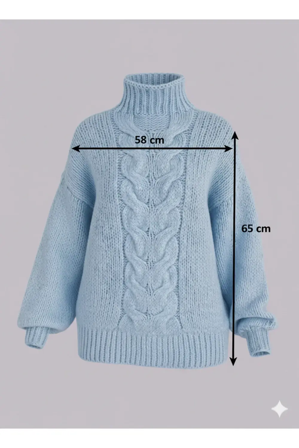 Yumoş Dokulu Örgü Desenli Dik Yaka Triko Kazak