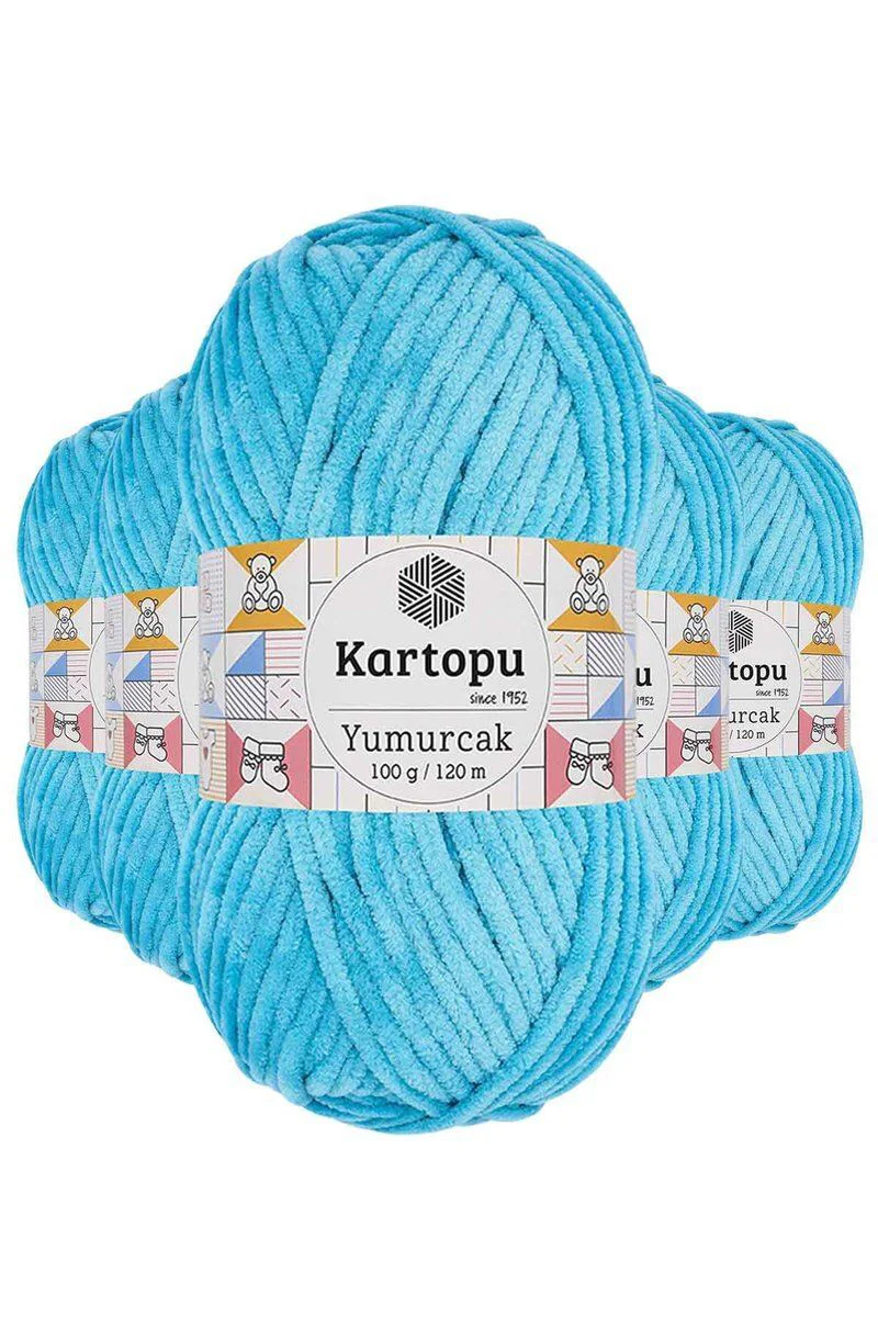 Yumurcak Kadife El Örgü İpi Turkuaz K515 – 5'li Paket, %100 Polyester, 120 Mt Yumurcak Kadife El Örgü İpi Turkuaz K515 – 5'li Paket, %100 Polyester, 120 Mt
