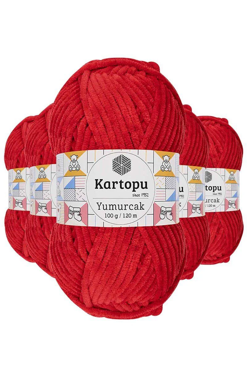 Yumurcak Kadife El Örgü İpi Açık Kırmızı K165 - 5'li Paket | Şık ve Dayanıklı Örgü İpi