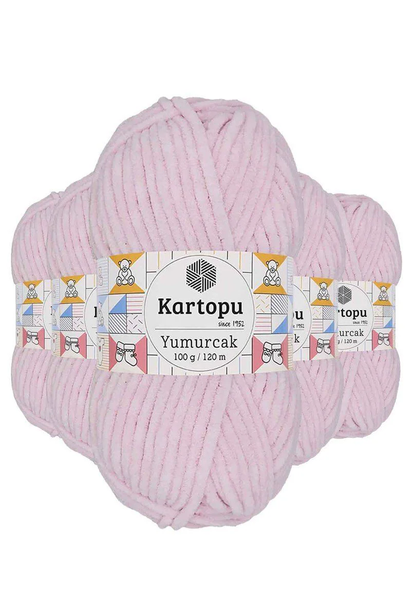 Yumurcak Kadife El Örgü İpi Toz Pembe – 5'li Paket, Şık Örgü İşi İçin İdeal