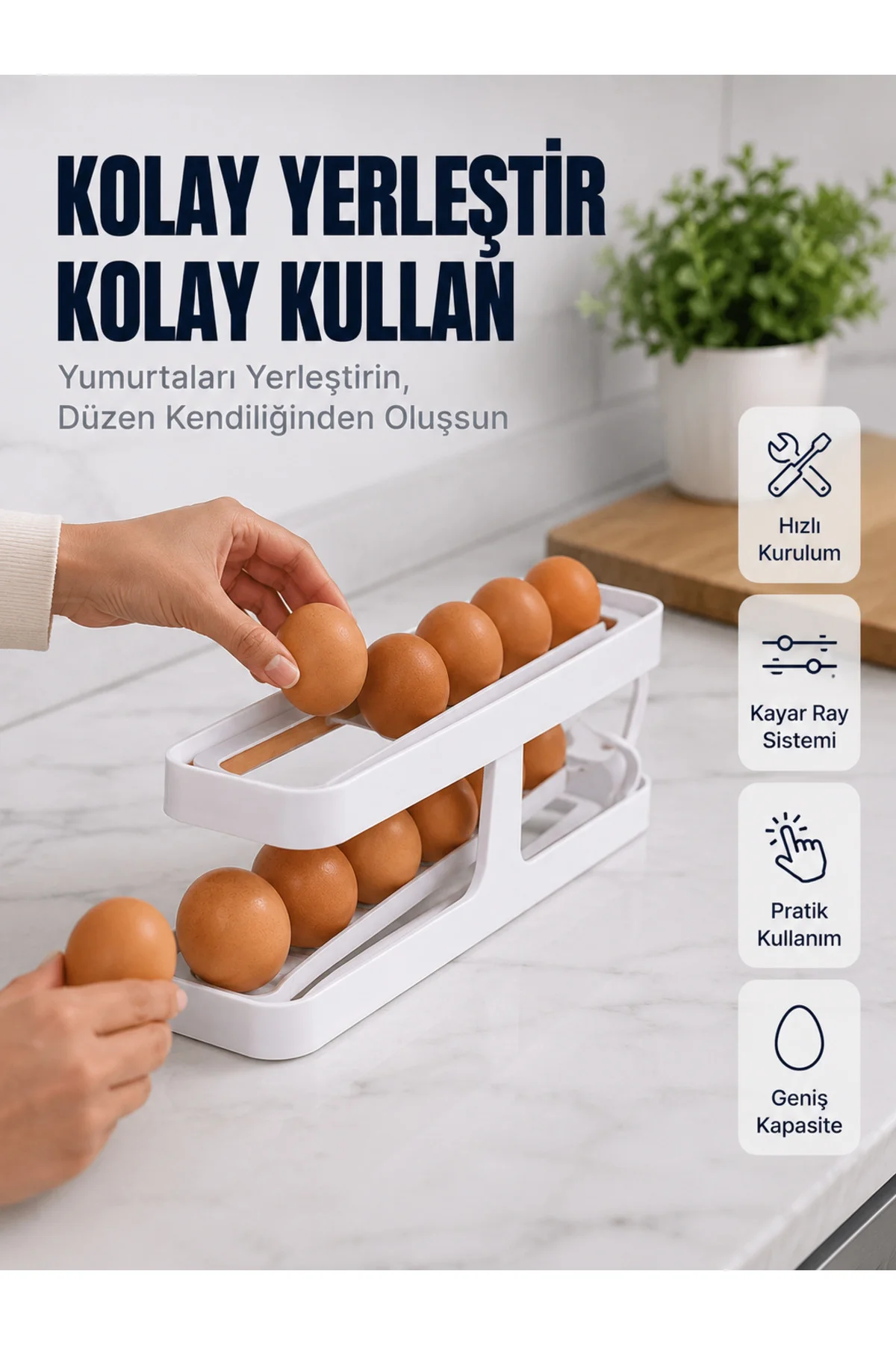 Yumurta Düzenleyici Organizer Buzdolabı İçin Yer Tasarruflu Saklama Rafı Yumurta Düzenleyici Organizer Buzdolabı İçin Yer Tasarruflu Saklama Rafı
