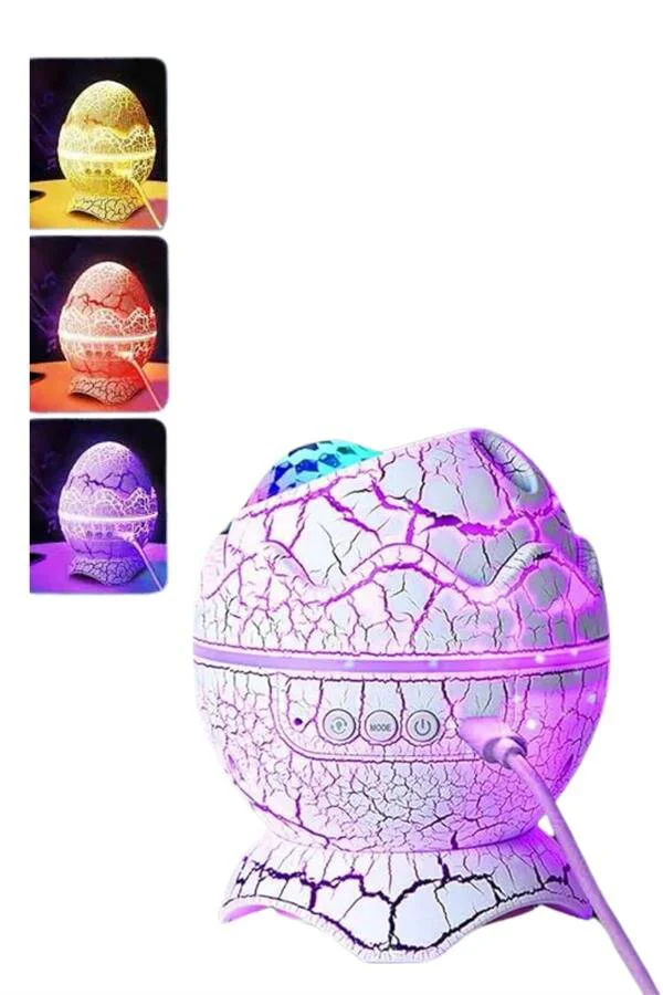 Yumurta Şeklinde Su Dalgalı Bluetooth Speaker Lamba - 14 Renkli Projektör & Şarjlı Hoparlör