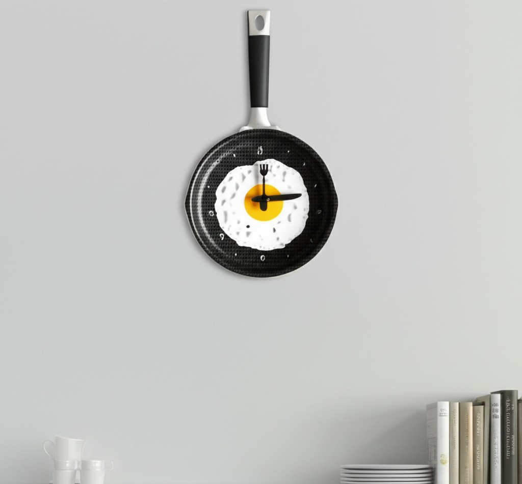 Yumurta Tavası Mutfak Saati Teflon Görünümlü 36 cm Duvar Saati