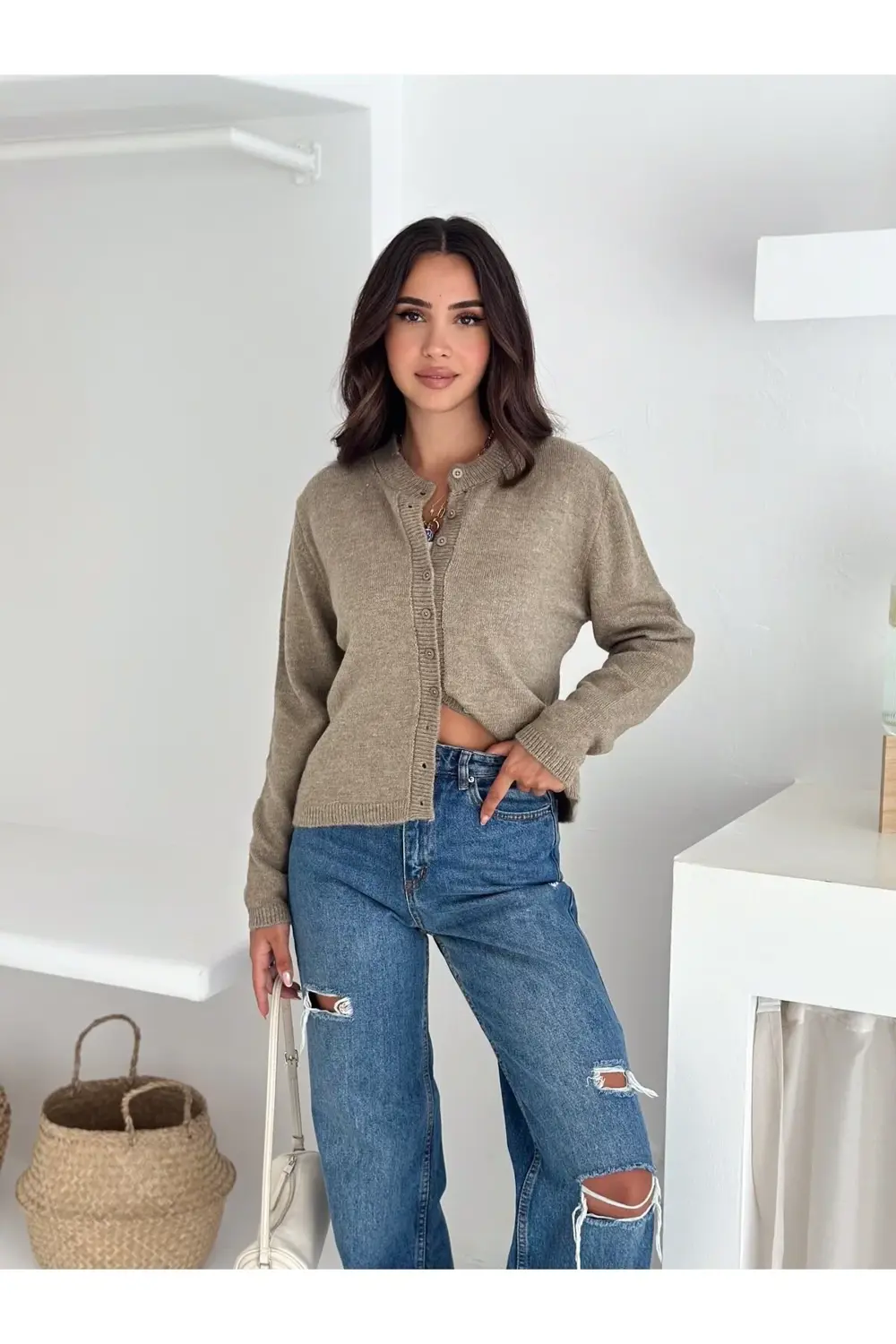 Yumuşak Dokulu 10 Düğme Triko Hırka