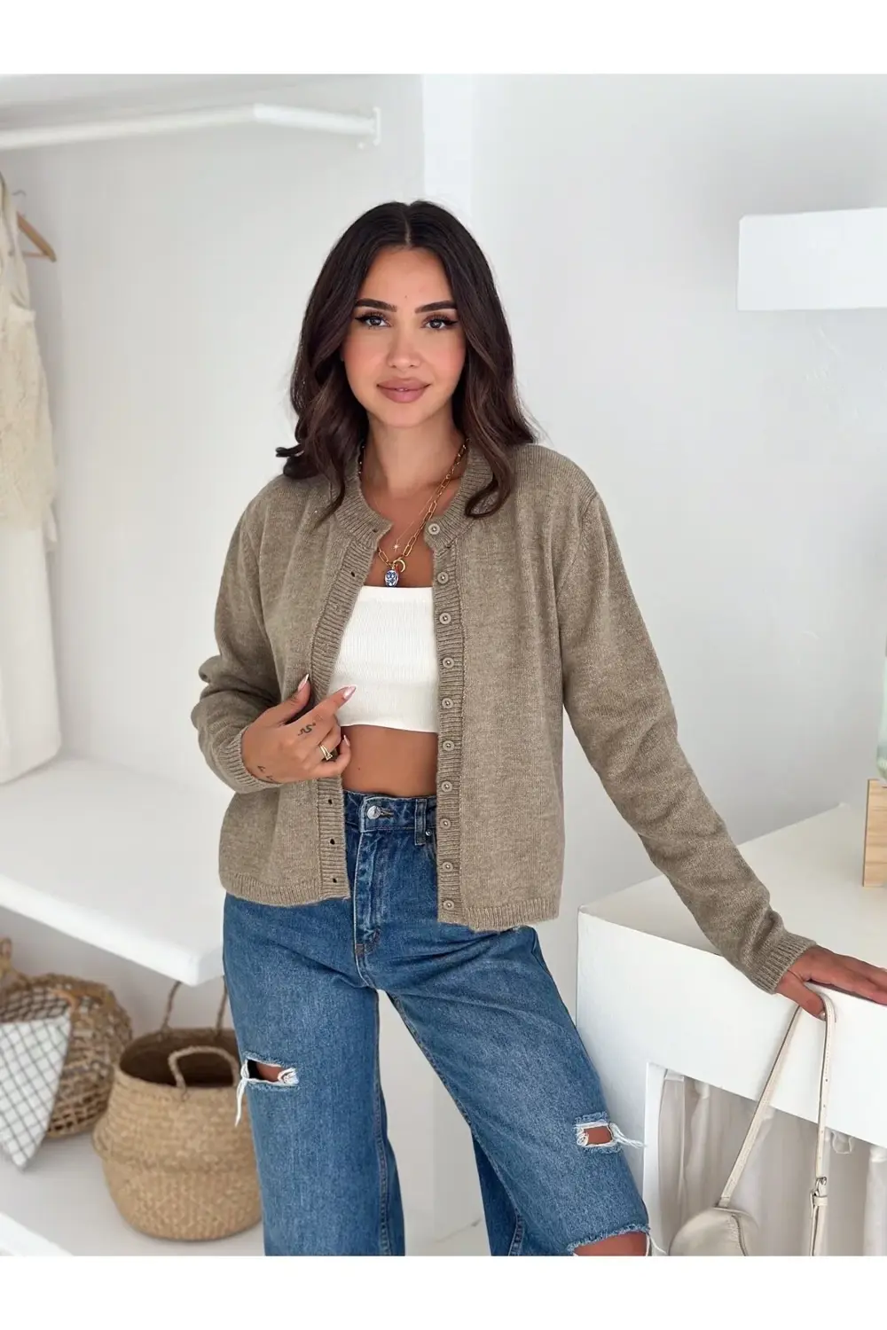 Yumuşak Dokulu 10 Düğme Triko Hırka