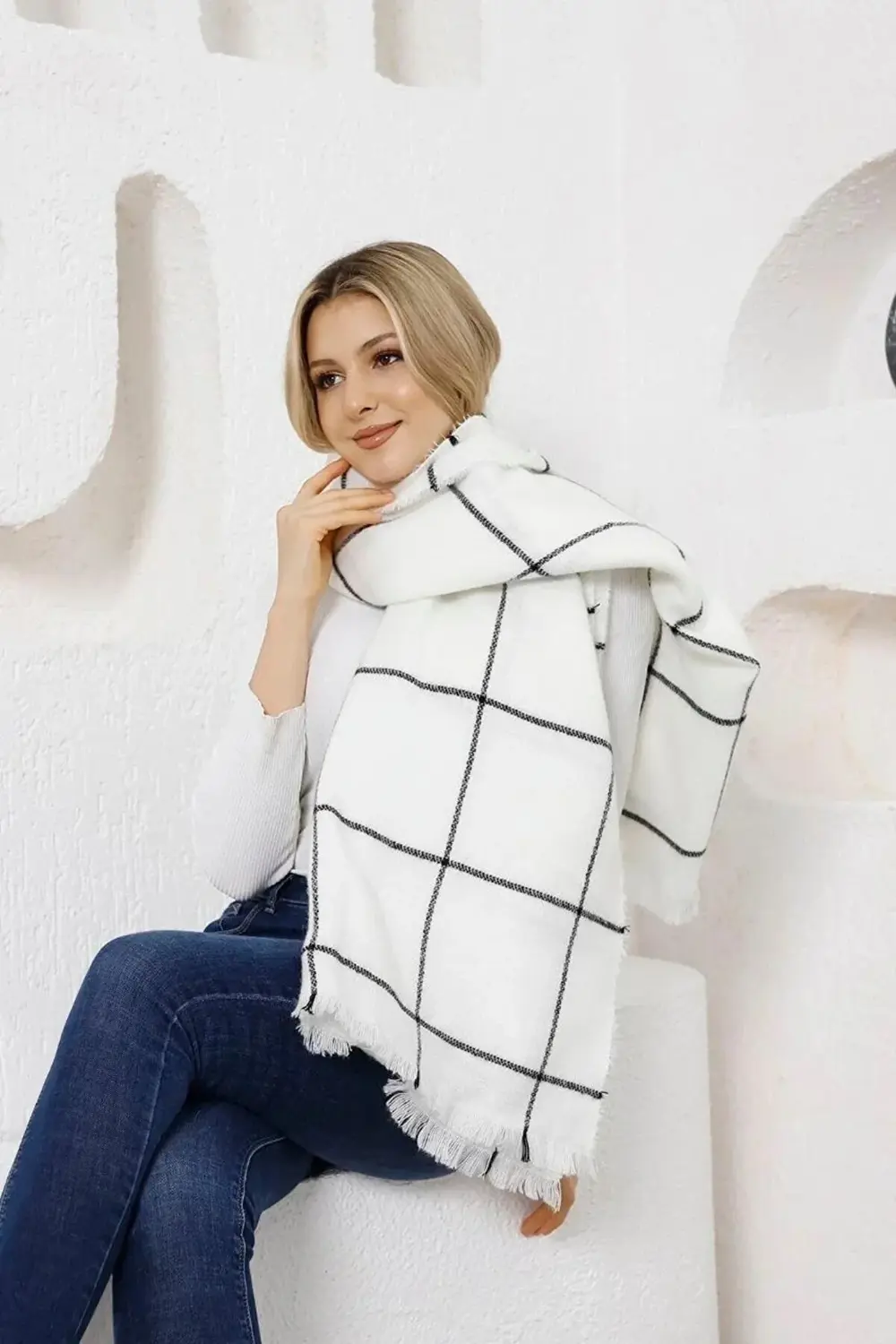 Yumuşak Dokulu Çizgili Atkı