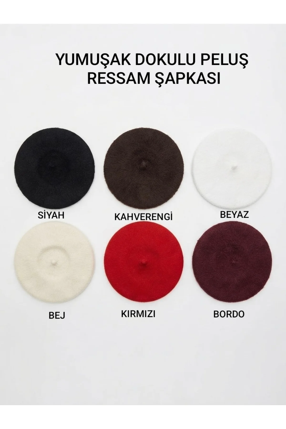 Yumuşak Dokulu Fransız Beret Kışlık Bere Kadın Peluş Ressam Trend Tarz Şapka - Görsel 7
