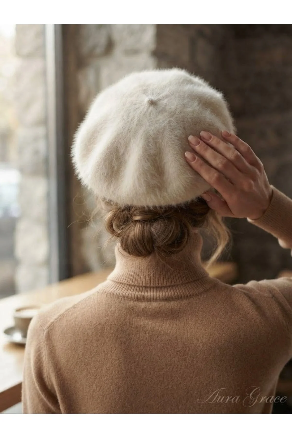 Yumuşak Dokulu Fransız Beret Kışlık Bere Kadın Peluş Ressam Trend Tarz Şapka - Görsel 3