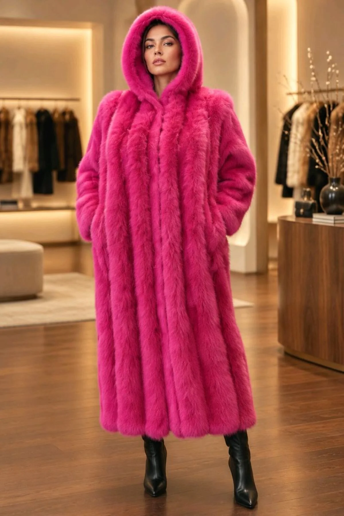 Yumuşak Dokunuşlu Oversize Premium Kürk Mont Yumuşak Dokunuşlu Oversize Premium Kürk Mont - Görsel 2