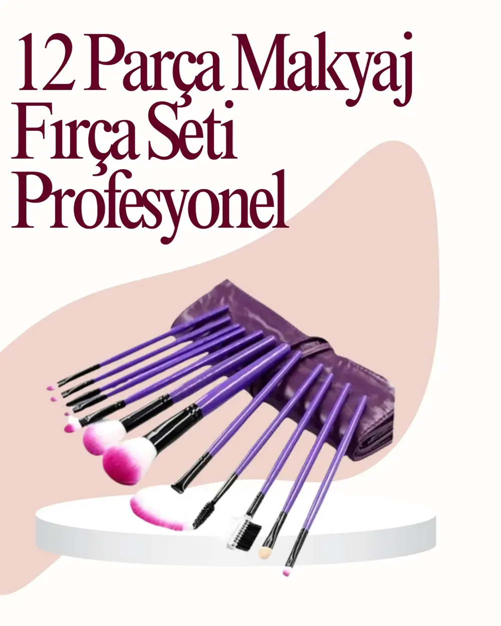 Yumuşak Fiber Kıllardan Oluşan 12'li Makyaj Fırçası Seti Göz Farı
