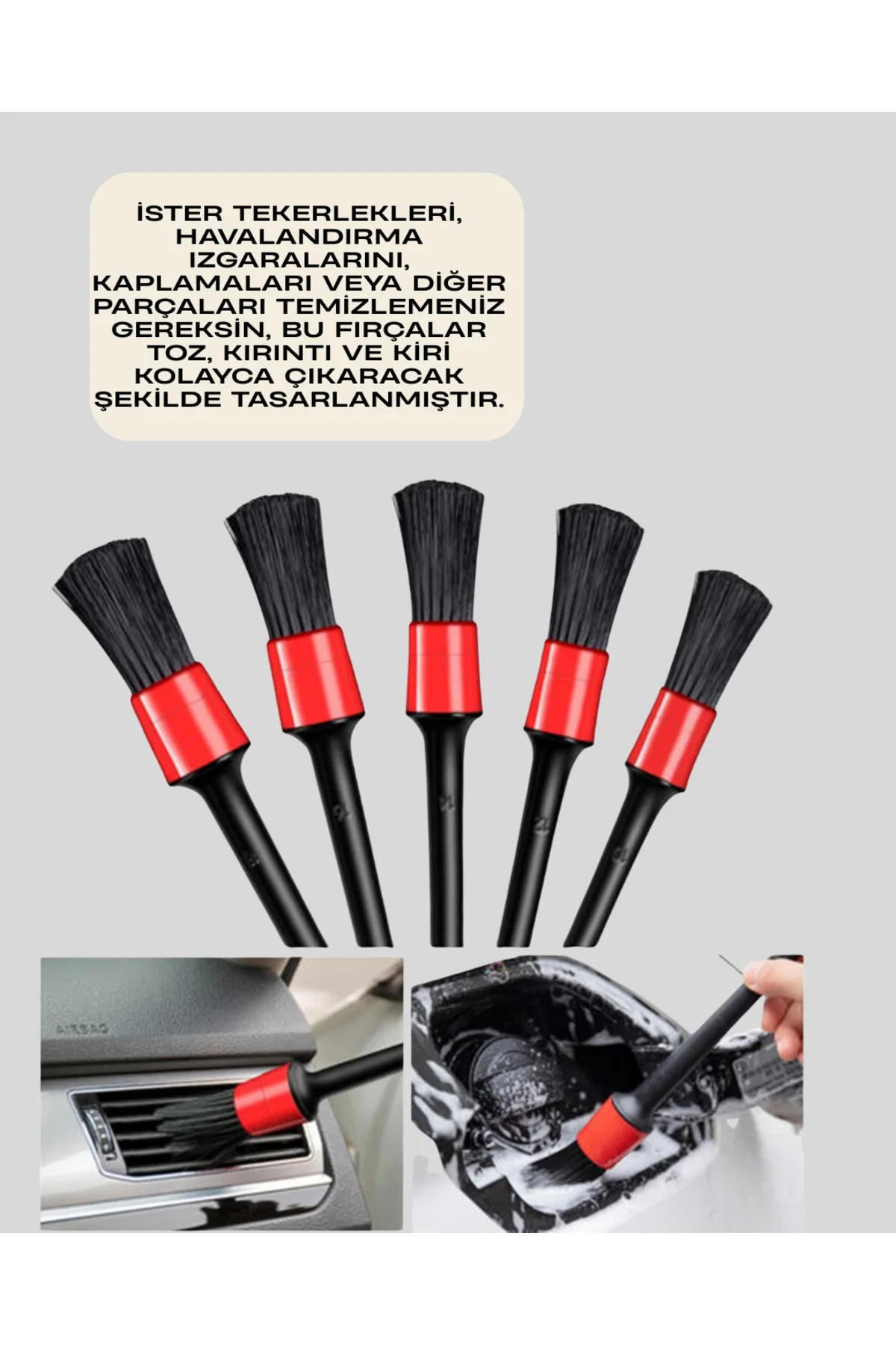 Yumuşak Kıllı Araç Bakım Fırça Takımı - Lisinya