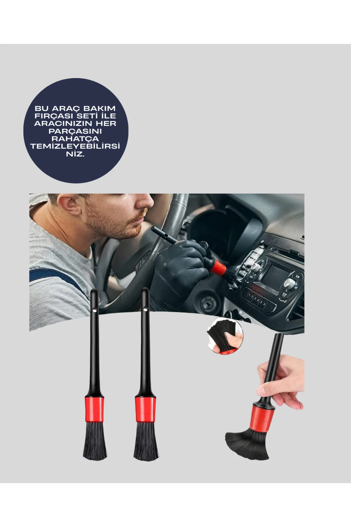 Yumuşak Kıllı Araç Bakım Fırça Takımı - Lisinya