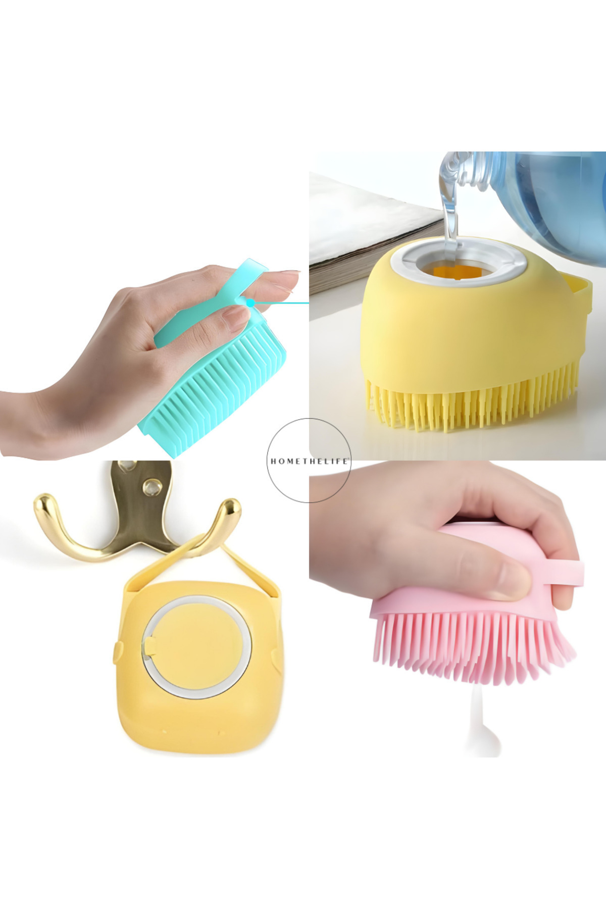 Yumuşak Silikon Fırçalı, 80 ml Hazneli Bebek Duş Fırçası, Çok Yön