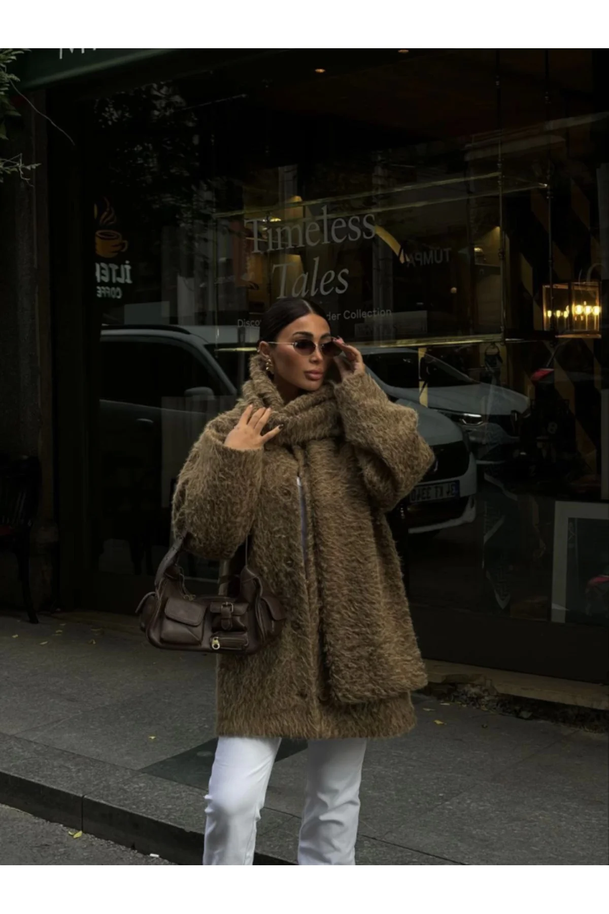 Yün Cıkartılabilen Atkılı ,Kaban İkili Takım- Kahve