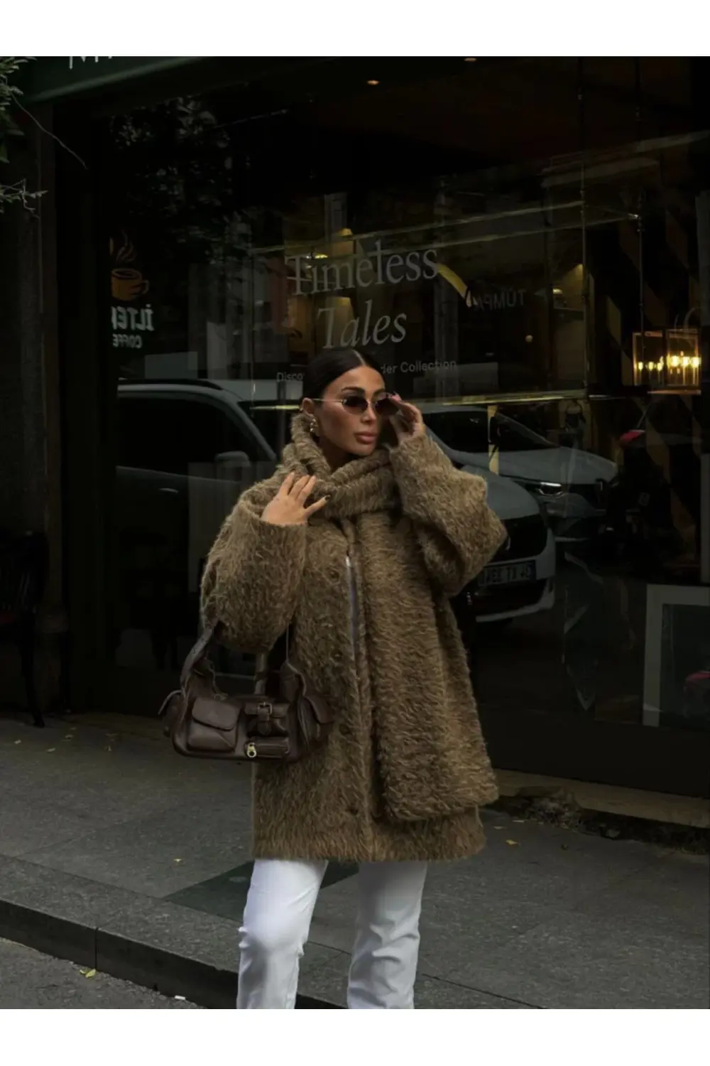 Yün Cıkartılabilen Atkılı ,Kaban İkili Takım- Kahve