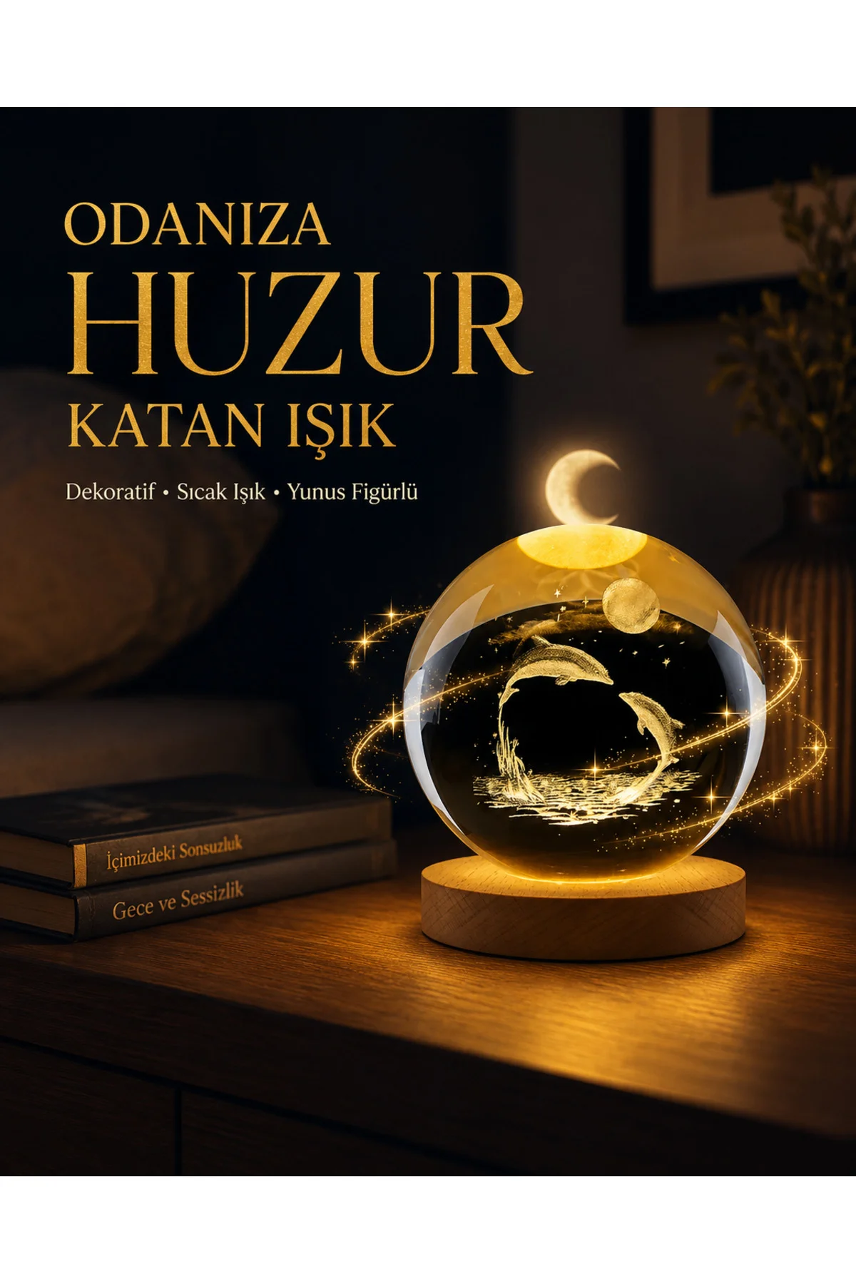 Yunus Temalı Kristal Küre Usb Işıklı Ahşap Altlıklı Gece Lambası Yunus Temalı Kristal Küre Usb Işıklı Ahşap Altlıklı Gece Lambası
