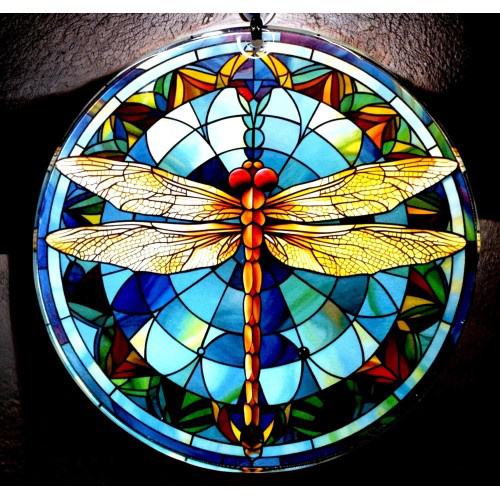 Woody Sofia Yusufçuk Kuşlu 23 Santimetre Çapında Füzyon Cam Duvar Süsü