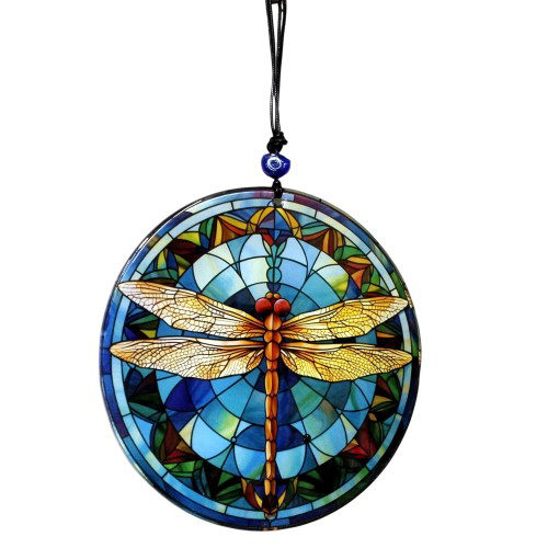 Woody Sofia Yusufçuk Kuşlu 23 Santimetre Çapında Füzyon Cam Duvar Süsü