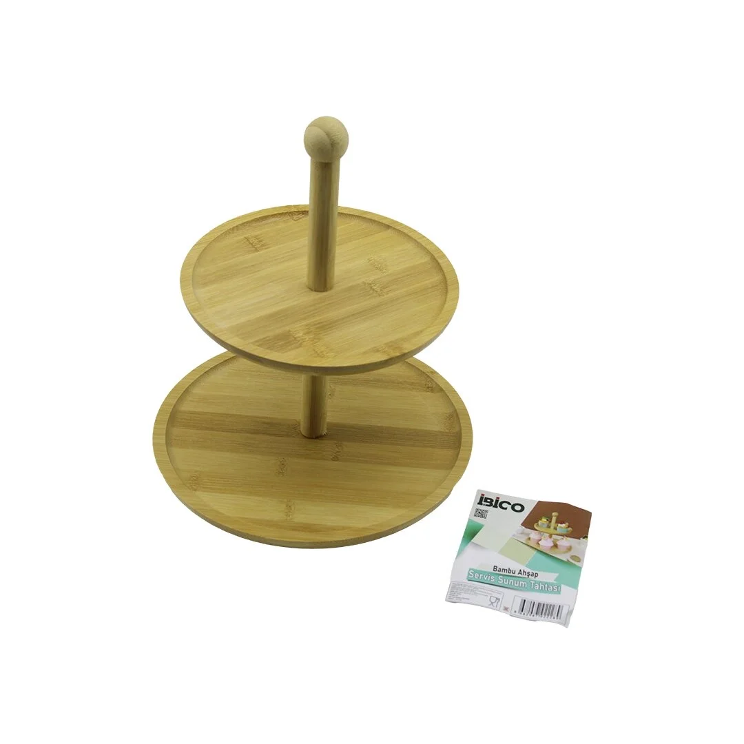 Yuvarlak  2 Katlı Ahşap - Bambu Servis Sunum Tahtası Çap: 20cm -- Çap:25cm Bx40 Fiyatı, Yorumları ve Özellikleri