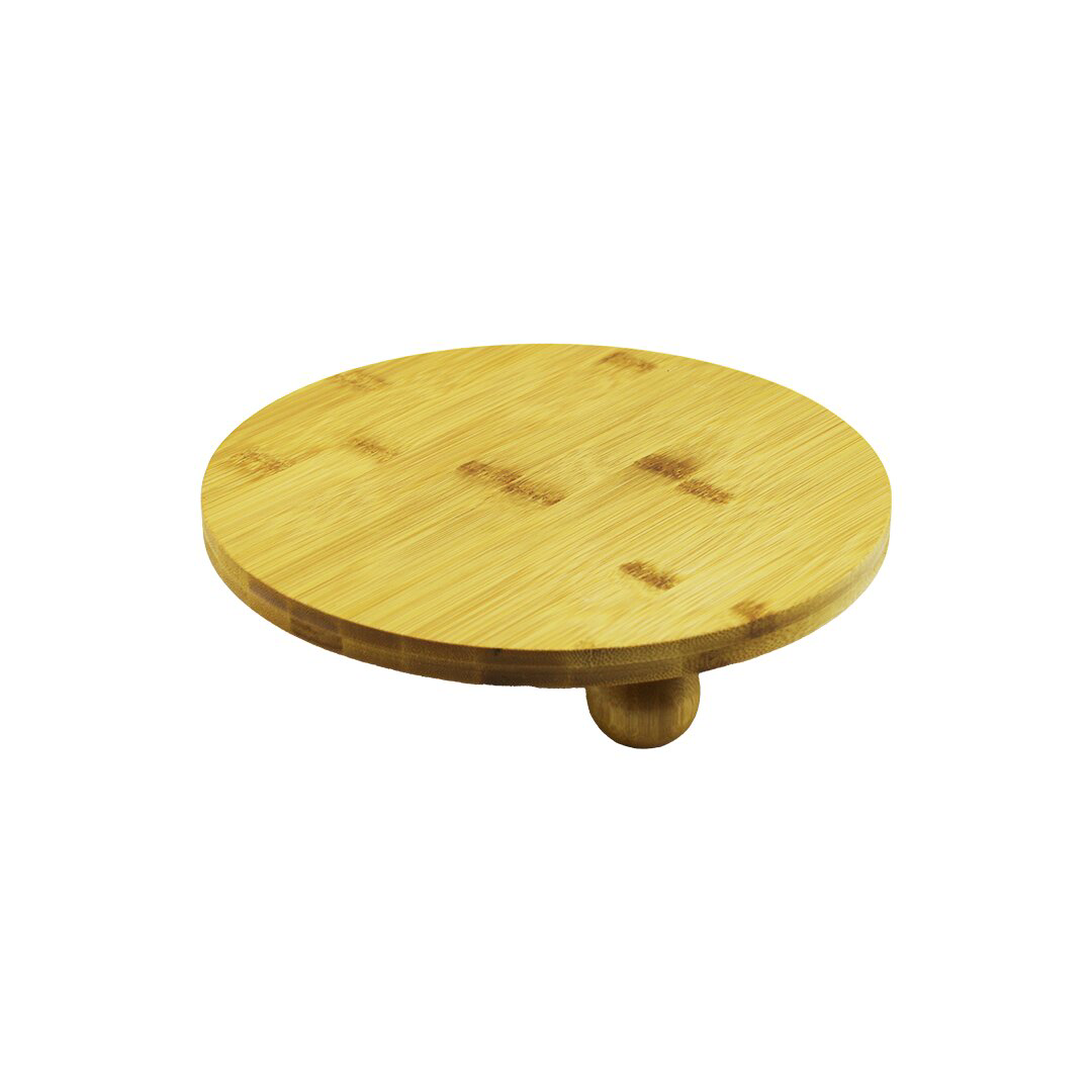 YUVARLAK 24.5CM 3 MİNİ TOP AYAKLI AHŞAP BAMBU SUNUM TEPSİSİ - MİN