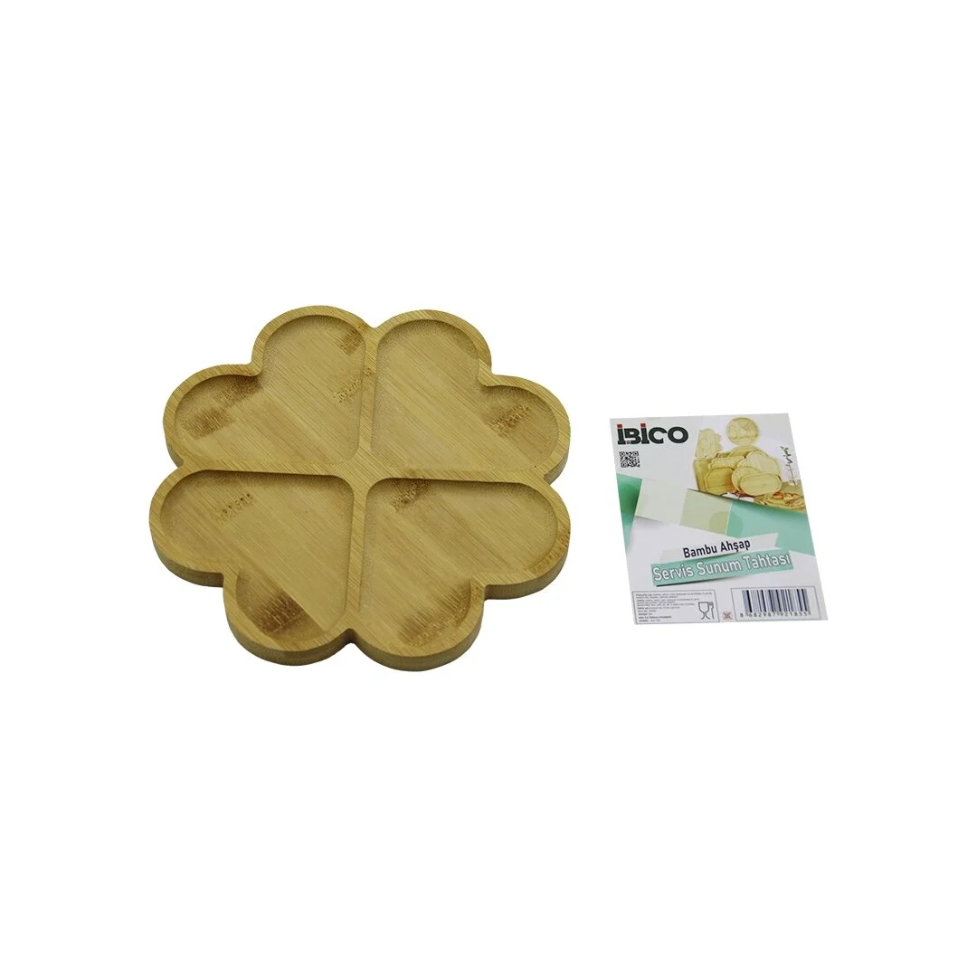 Yuvarlak 4 Kalp Bölmeli Ahşap Bambu Servis Sunum Tepsi - Tahtası 21 X 1.4cm Bx40 Fiyatı, Yorumları ve Özellikleri