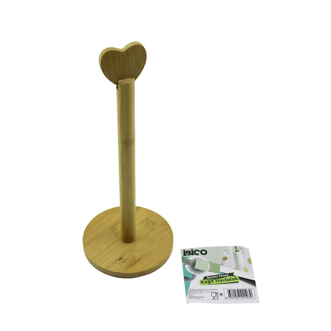 Yuvarlak Altlık - Çap=12cm Ahşap Bambu Kağıt Havluluk Kalp Başlı Sap=28.5cm Bx40 Fiyatı, Yorumları ve Özellikleri