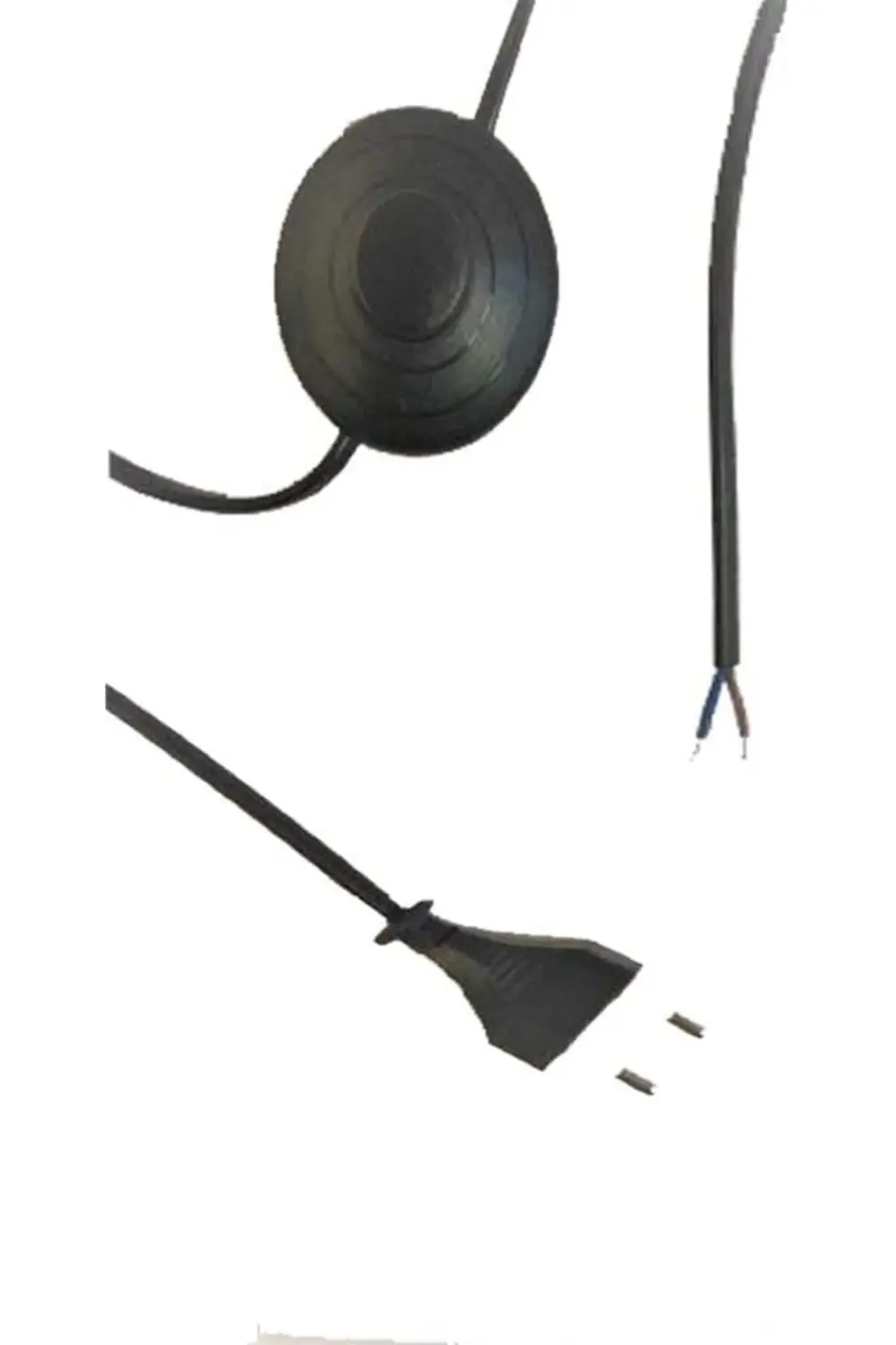 Yuvarlak Arapuarlı Fişli Kablo Siyah 4Mt ( Masa Lambası Lambader